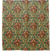 Emerald Gold Baroque Damask シャワーカーテン (正面)