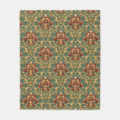 Emerald Gold Baroque Damask フリースブランケット (正面)