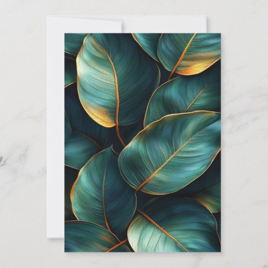 Emerald Gold Botanical Luxury Green Leaf 招待状 (裏面)