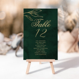 Emerald Gold Botanical Table Seating Chart cards テーブルナンバー