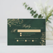 Emerald Gold Botanical wedding meal choice RSVP (スタンド正面)