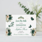 Emerald Gold Butterfly Tiara Quinceañera Save Date セーブザデート (スタンド正面)