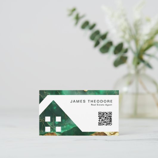 Emerald Gold Elegant Real Estate Agents 名刺 (スタンド正面)