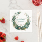 Emerald &Gold Floral Bridal Shower スタンダードカクテルナプキン (インサイチュ)