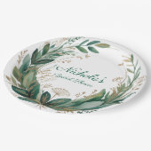 Emerald & Gold Floral Bridal Shower ペーパープレート (アングル)