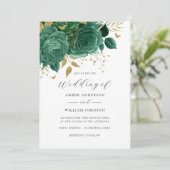 Emerald Gold Floral Rose Wedding   招待状 (スタンド正面)