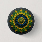 Emerald & Gold Foliage - Enamel Pin 缶バッジ (正面)