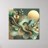 Emerald Gold Harmony Abstract Botanical Canvas Art キャンバスプリント (正面)