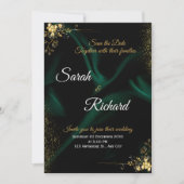 Emerald Gold Luxury Wedding Invitation 招待状 (正面)