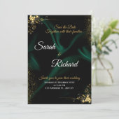 Emerald Gold Luxury Wedding Invitation 招待状 (スタンド正面)