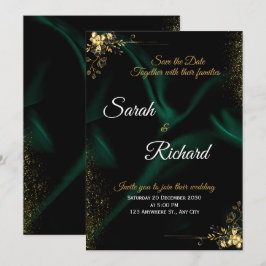 Emerald Gold Luxury Wedding Invitation 招待状