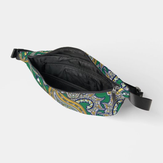 Emerald Gold Paisley Two-Sided Print Fanny-Pack ファニーパック (見開き)