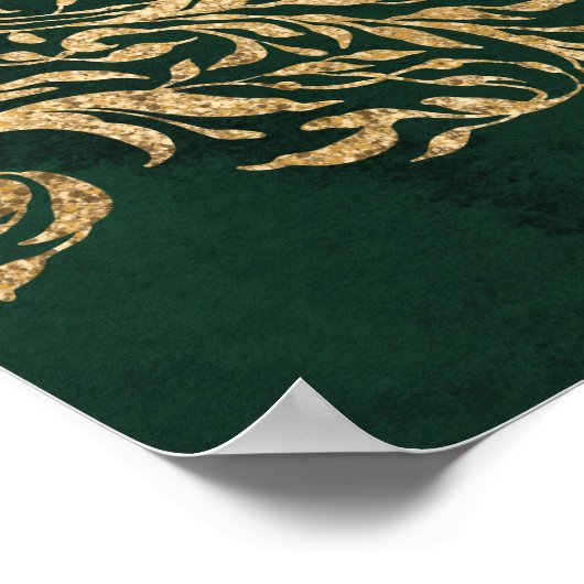 Emerald Gold Victorian Ornate Wedding Welcome ポスター (角)