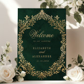 Emerald Gold Victorian Ornate Wedding Welcome ポスター
