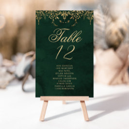 Emerald Gold Victorian Table Seating Chart cards テーブルナンバー