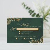 Emerald Gold Victorian wedding meal choice RSVP (スタンド正面)