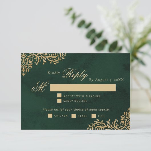 Emerald Gold Victorian wedding meal choice RSVP (スタンド正面)
