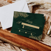 Emerald Gold Victorian wedding meal choice RSVP