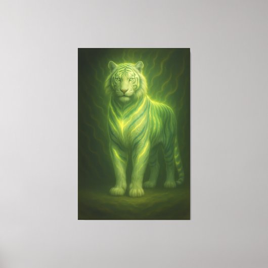 Emerald Golden Glow White Tiger – Standing Lightfo キャンバスプリント (正面)