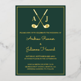 Emerald Golf Wedding 箔招待状