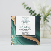 *~* EMERALD GREEN金ゴールドゲートRSVP QR 結婚 AR66s 招待状 (スタンド正面)