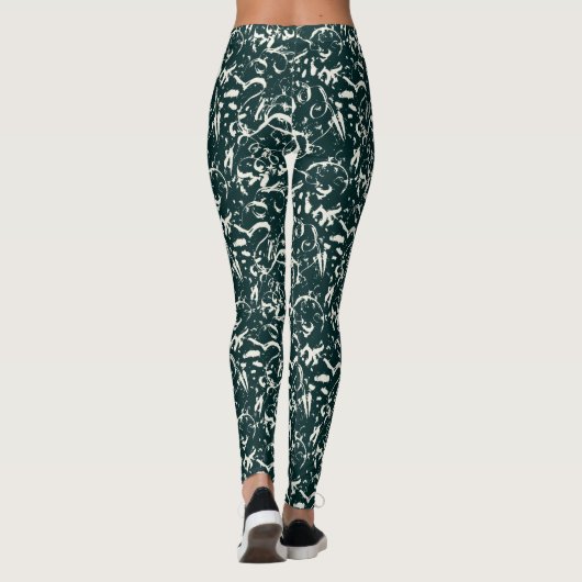 Emerald Green Abstract Leggings  レギンス (裏面)