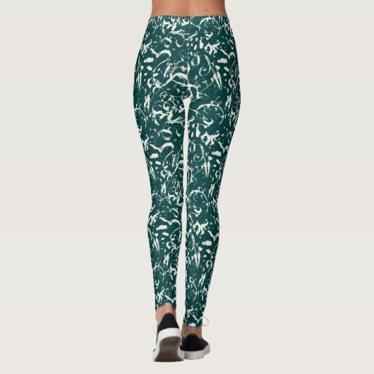 Emerald Green Abstract Leggings  レギンス (裏面)