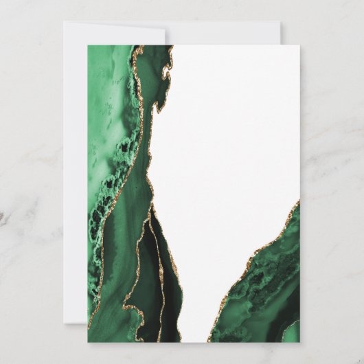 Emerald Green Agate Gold 80th Birthday 招待状 (裏面)