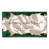 Emerald Green Agate Gold Glitter Ivory Luxury マグネット名刺 (正面)