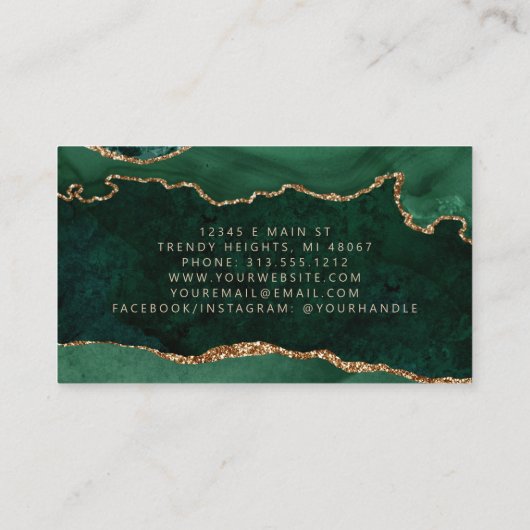 Emerald Green Agate Gold Glitter Luxury 名刺 (裏面)