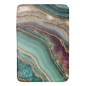 Emerald Green Agate Marble Teal Geode Gold Glitter バスマット (正面縦)