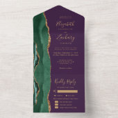 Emerald Green Agate Purple Meal Options Wedding オールインワン招待状 (内側)
