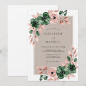 Emerald Green Alluring Botanical Wedding 招待状 (正面/裏面)