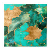 Emerald Green and Gold abstract タイル (正面)