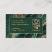 Emerald green and Gold Agate Marble Nail Artist 名刺 (裏面)