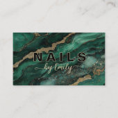 Emerald green and Gold Agate Marble Nail Artist 名刺 (正面)
