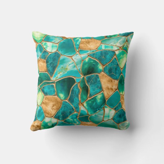 Emerald Green and Gold cells abstract クッション (裏面)