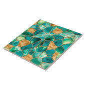 Emerald Green and Gold cells abstract タイル (側面)