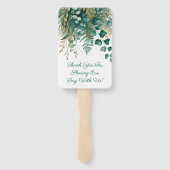 Emerald Green and Gold Floral Frame Wedding ハンドファン (裏面)