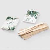 Emerald Green and Gold Floral Frame Wedding ハンドファン (組立なし)