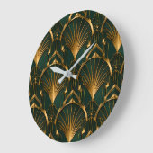 Emerald Green and Gold Luxury Art Deco Wall Clock ラージ壁時計 (傾斜)
