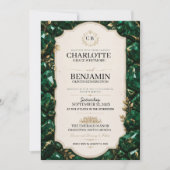 Emerald Green and Gold Luxury Gemstone 招待状 (正面)