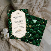 Emerald Green and Gold Luxury Gemstone 招待状