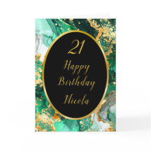 Emerald Green and Gold Marble Agate Birthday Party