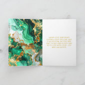 Emerald Green and Gold Marble Agate Birthday Party カード (内部)