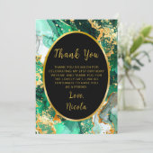 Emerald Green and Gold Marble Agate Birthday Party サンキューカード (スタンド正面)