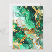 Emerald Green and Gold Marble Agate Birthday Party サンキューカード (裏面)