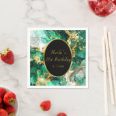 Emerald Green and Gold Marble Agate Birthday Party スタンダードカクテルナプキン (インサイチュ)