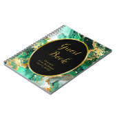Emerald Green and Gold Marble Agate Birthday Party ノートブック (左側)