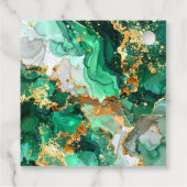 Emerald Green and Gold Marble Agate Birthday Party フェイバータグ (裏面)